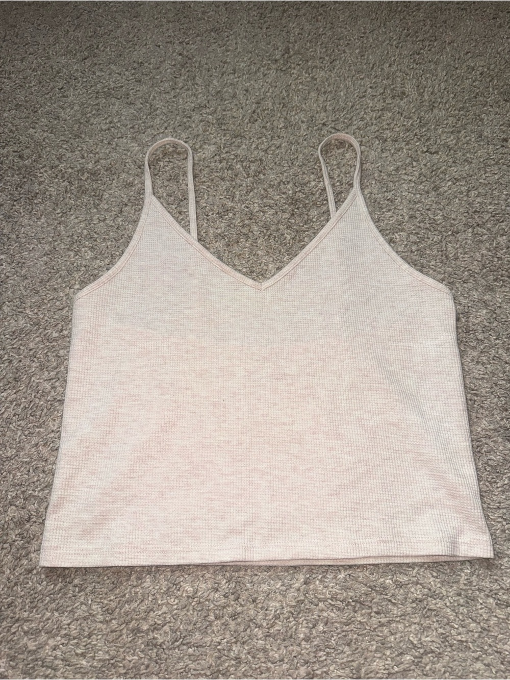 American Eagle - Waffle Knit V Neck Cami - M, Cream/Tan